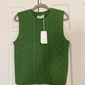 Bonpoint Cashmere Green Cable Knit Sweater Vest